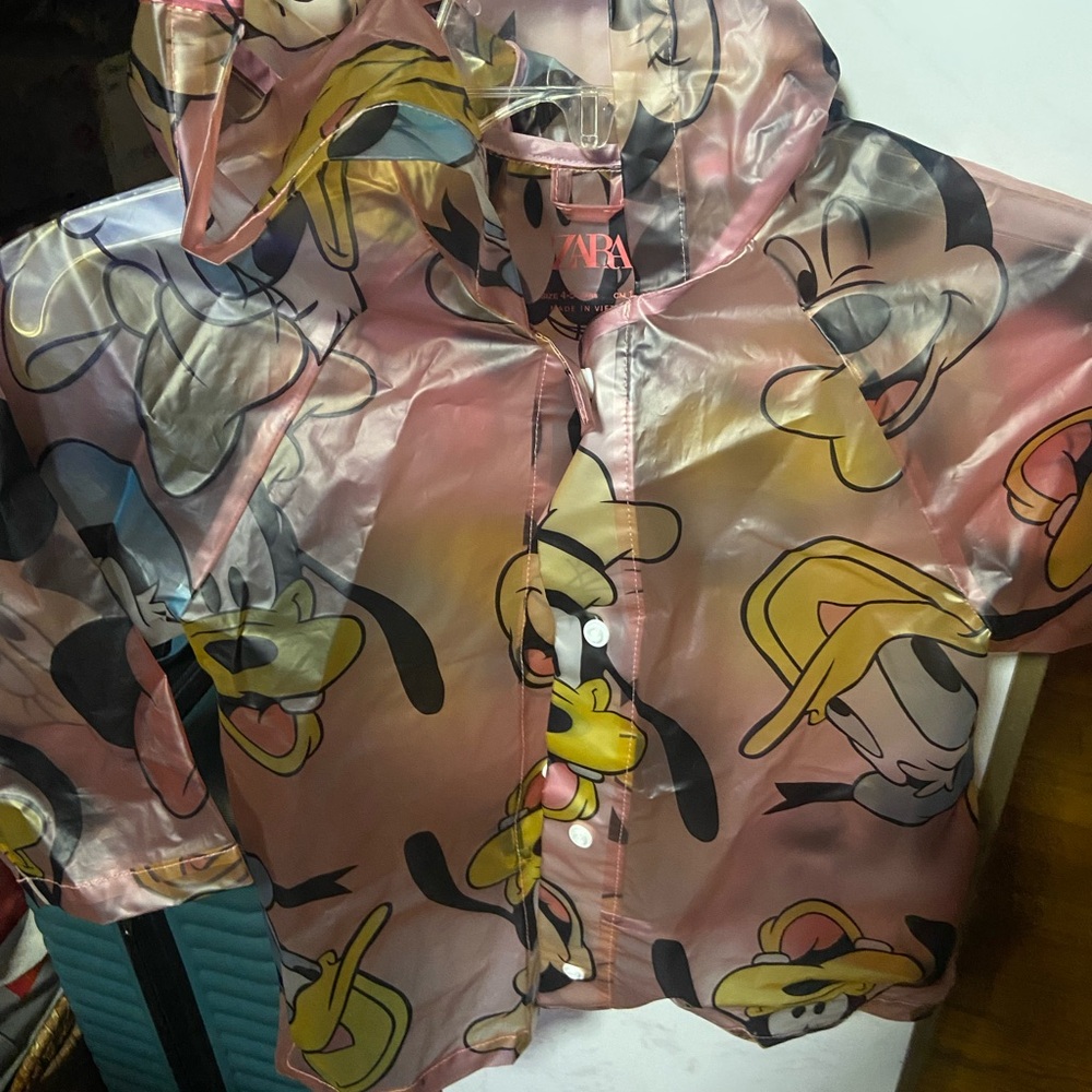 Zara Kids Cartoon Character Pink Raincoat 4-5 only